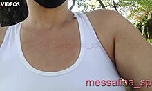 messalina flashes natural tits to drivers on street, brazilian milf style 😈