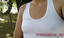 messalina flashes natural tits to drivers on street, brazilian milf style 😈