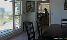 Gorgeous raven-haired teen drools over dick, asking 'Do you want to cum in my tight pussy?' in this roleplay