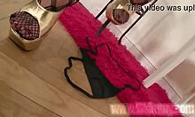 Teen lil kimmy slowly undresses in fishnets, teasing her petite clit with fingering strokes