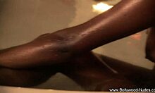 Mature brunette solo milf lays back naked enjoying her body