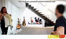 Latina Redhead Takes Deepthroat and Anal Cumshot at Home