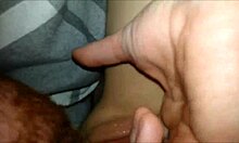 Ginger guy licks wet pussy closeup