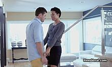 Curly chocolate girlfriend gets her tight ass drilled hard.