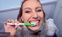 Cute Teen Sloppily Sucks Big Cock for Cum