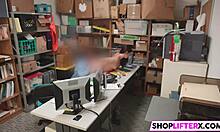 her pussy pays for theft with monster cock blowjob at work