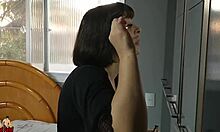 My chubby wife strips in lingerie for our music video performance.