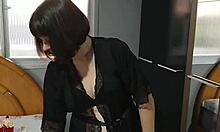 My chubby wife strips in lingerie for our music video performance.