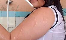 He loves seeing my wet arm in the bath - part 1