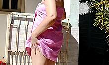 My chubby wife strips in lingerie for our music video performance.