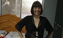 My chubby wife strips in lingerie for our music video performance.