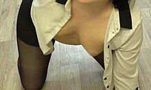 milf in pantyhose reaches homemade orgasm