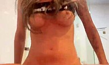 blonde teen 18+ girl hard fast sex in the bathroom and screams loudly and sticks out her tongue