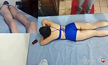 From my POV, my bubble butt amateur girlfriend receives an oily massage before riding my dick