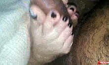 couple delivers steamy footjob cum on webcam