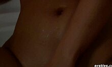 hot blonde teen with perfect natural tits masturbates in bath