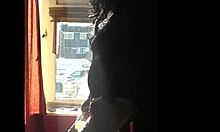 Sissy Mark Wright risks public handjob by open window.