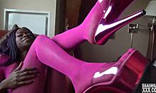 pink chocolate teaser licks balls bent over