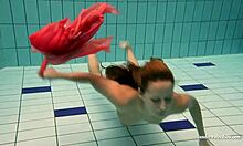 big tits silvie swims and teases with hairy slit