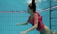 big tits silvie swims and teases with hairy slit