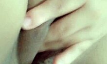 Cute amateur fingers dripping pussy in bedroom