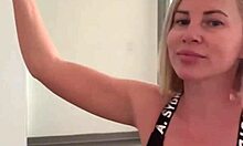 Slutty mom cheats and strips for nude exercises with wet pussy