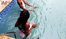 Goddessjhay gives oral in pool and shower, leading to orgasm!