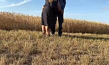 sexy bbw milks cock then sucks it outdoors