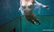 Hot brunette Lola with big tits diving in the pool, wow! 😍