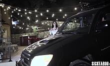 Bad guy bangs wet Latina's pussy after blowjob