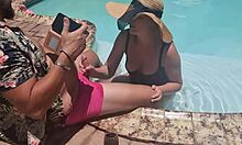 Passionate pool blowjob with random guy