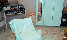 Beautiful skinny girl in costumes looks pretty on webcam