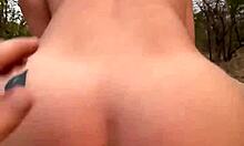 blonde teen angel emily bent over for outdoor anal blowjob and orgasm