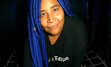 She shows off in skirt without panties, waiting for him to fuck her