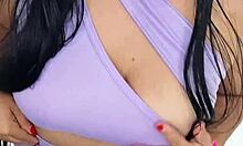 Homemade solo session with big natural tits and long hair