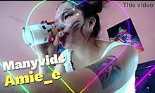 Watch this slut gag on deepthroat with spit all over his face