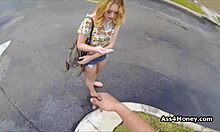 perky blonde amateur gets paid for a hardcore pov blowjob outdoors