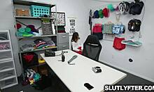 Brunette shoplifter Callie Jacobs spreadeagle fucked by pervy officer