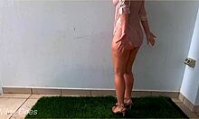 Wet Braless Wife in Pink Office Shirt Teases