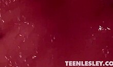 Teen Lesley Boldly Fingers Herself In The Bath, Teasing And Undressing