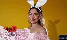 Asian teen Kelly Lu reveals her pierced nipples while undressing for Playboy