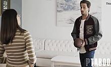 superstar jock taunts unconfident aften opal virgin into hardcore fucking