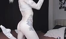 Pale Slim Tattoo Camgirl Flashes Tits On Cam In Shaved Pussy Orgasm