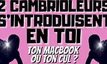 Two burglars will double penetrate you with dirty talk