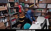 Cute tiny teen shoplifter gets fucked by security officer