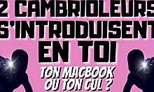 Two burglars will double penetrate you with dirty talk