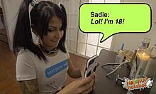 Sadie Pop gets face fucked by her date in tiny teen twat.