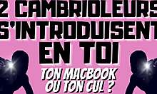 Two burglars will double penetrate you with dirty talk