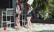 Cute teen gives her first blowjob, and the boss loves it in this POV threesome.