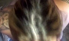 early morning cum shot in blonde's thong